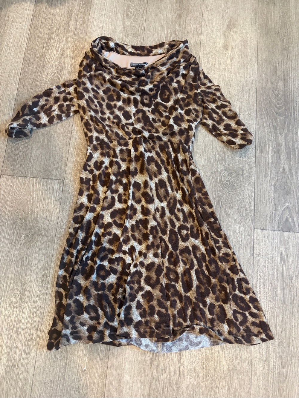 Jessica Howard Brown & Black Leopard Cowl Neck Dress
